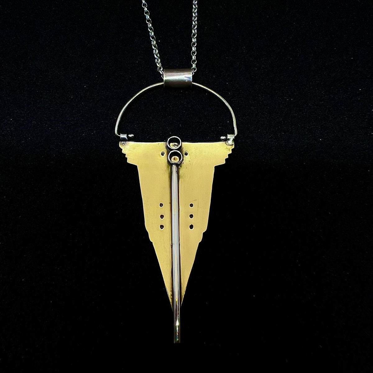 Architectural Arrowhead Brass Pendant