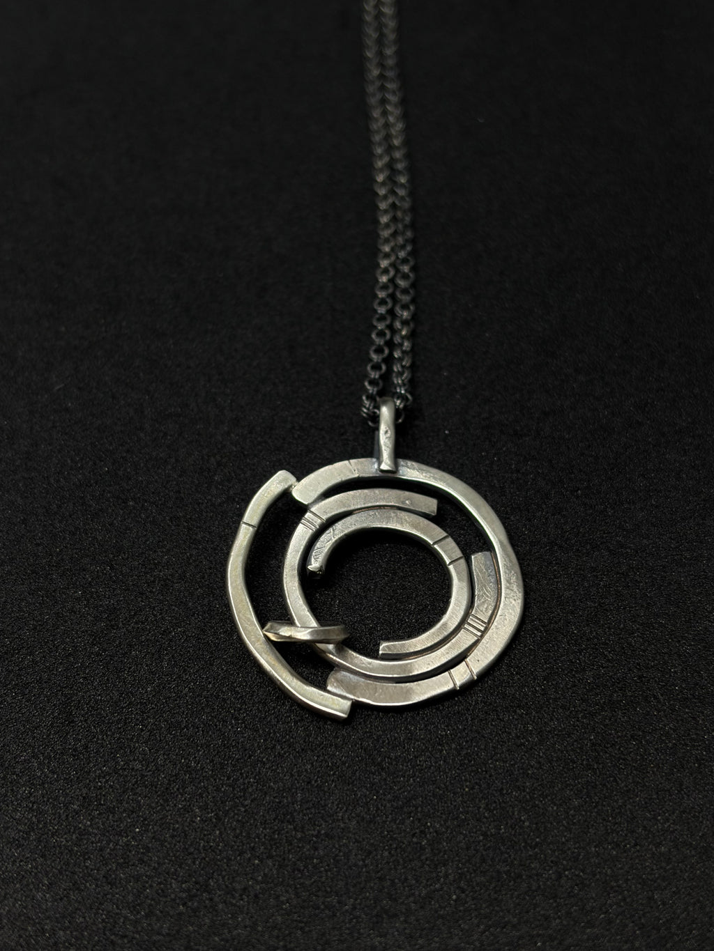 Orbital Moving Ring Silver Necklace