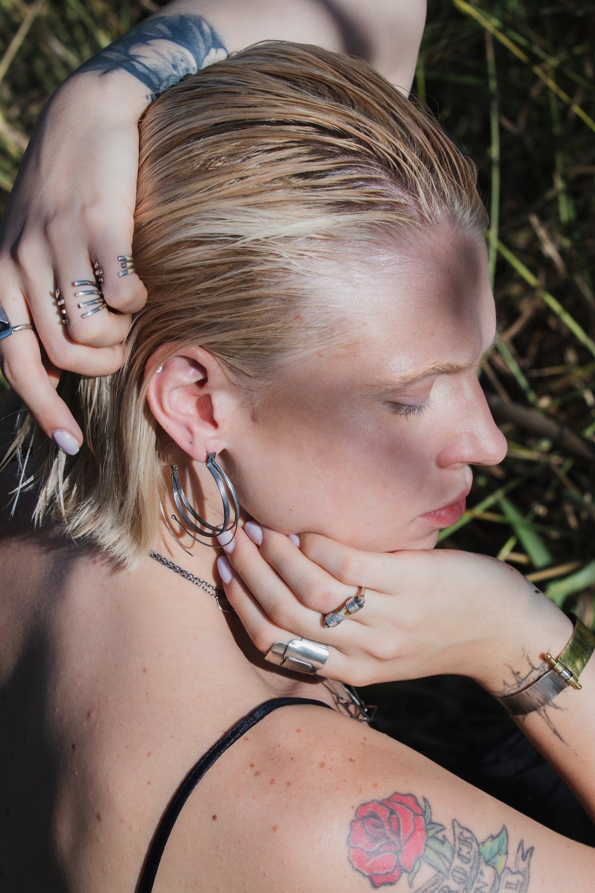 Double Strip Silver Hoops