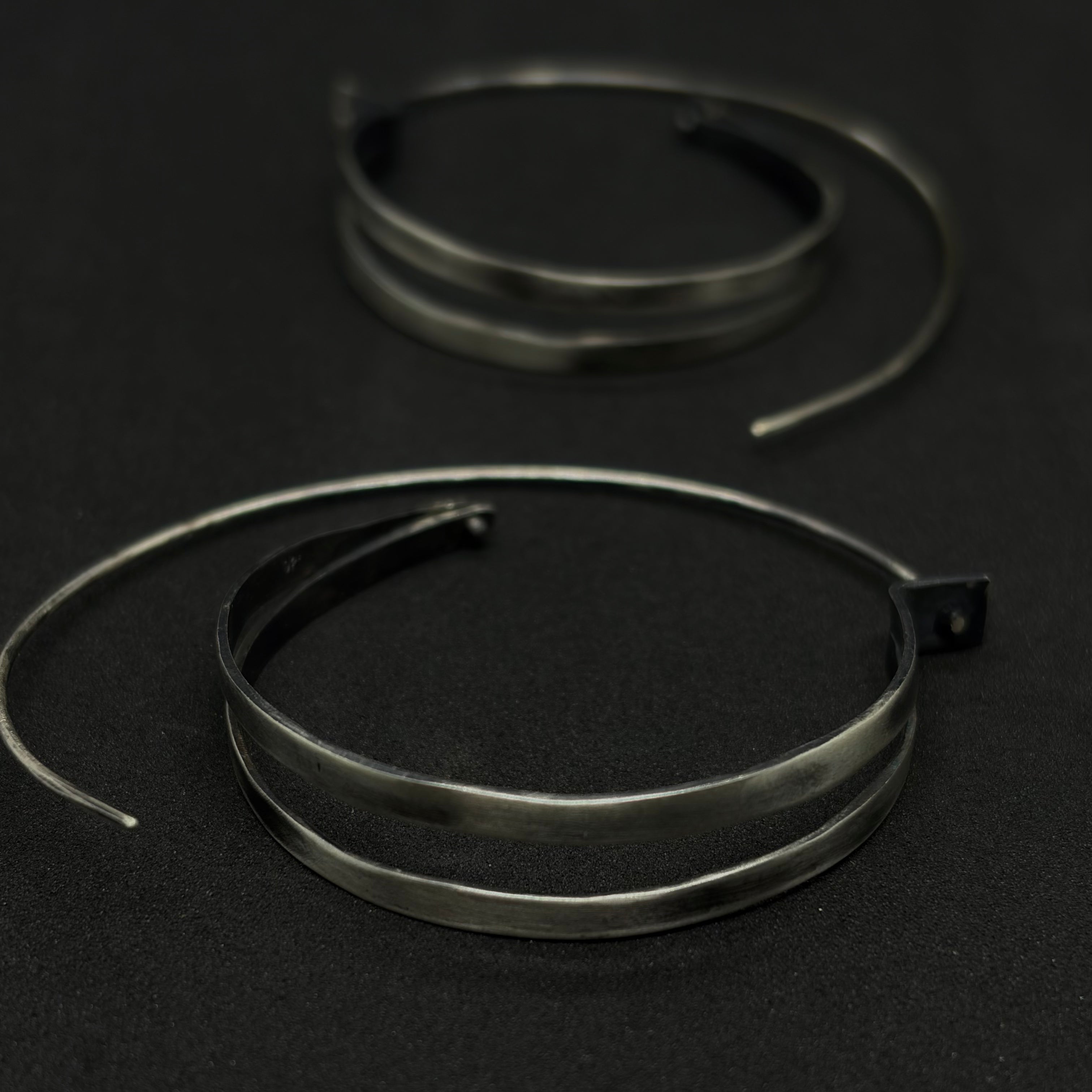 Double Strip Silver Hoops