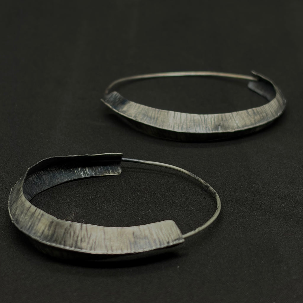 Hammered Folded Ribbon Hoops