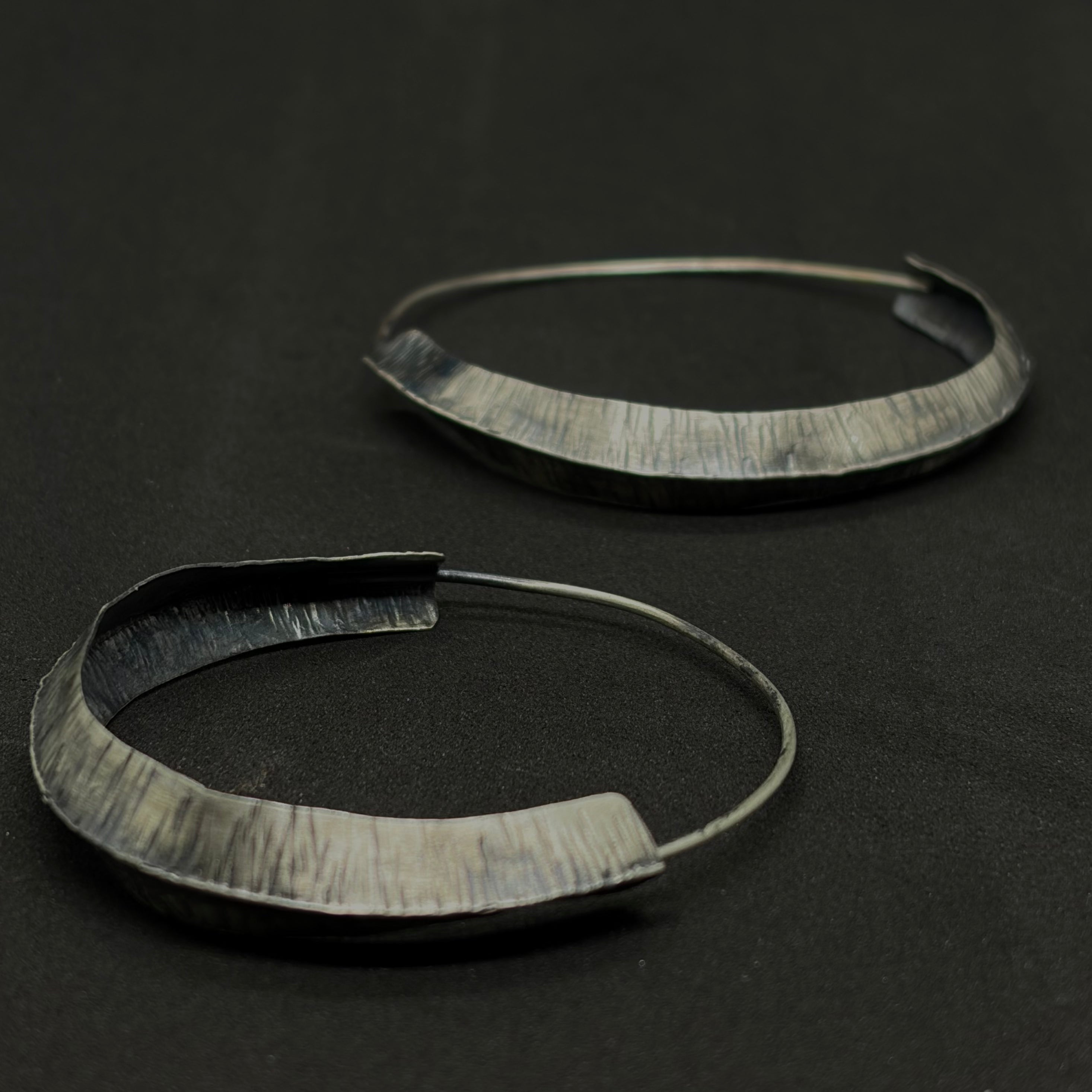 Hammered Folded Ribbon Hoops