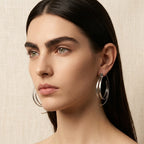 Double Strip Silver Hoops