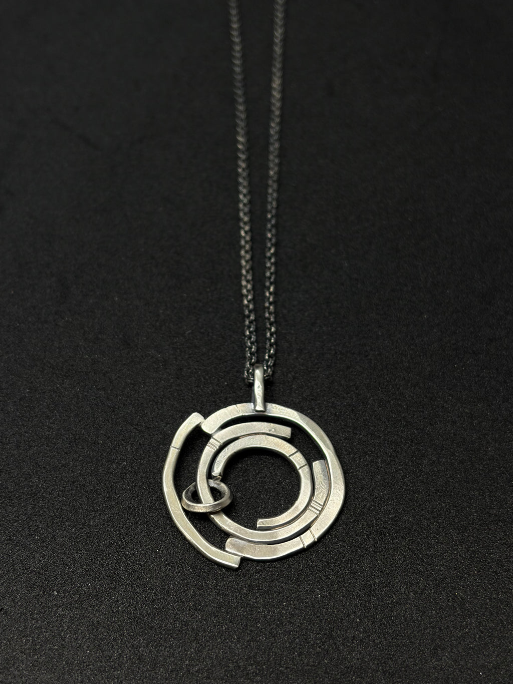 Orbital Moving Ring Silver Necklace