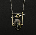 Sundial Agate Silver & Brass Pendant