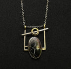 Sundial Agate Silver & Brass Pendant