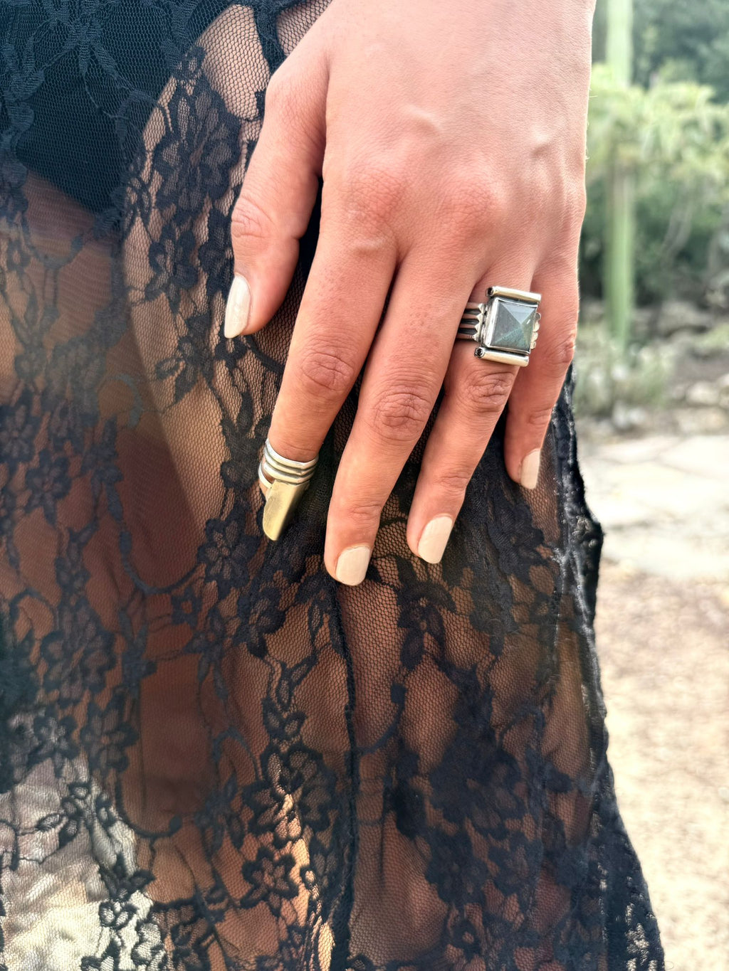 The Labradorite Pyramid Ring