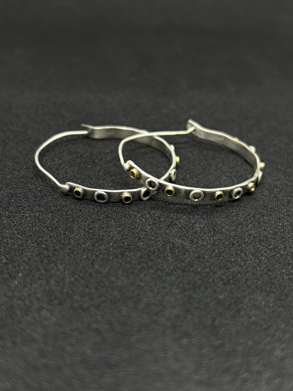 Two-Tone Tube Studded Hoops