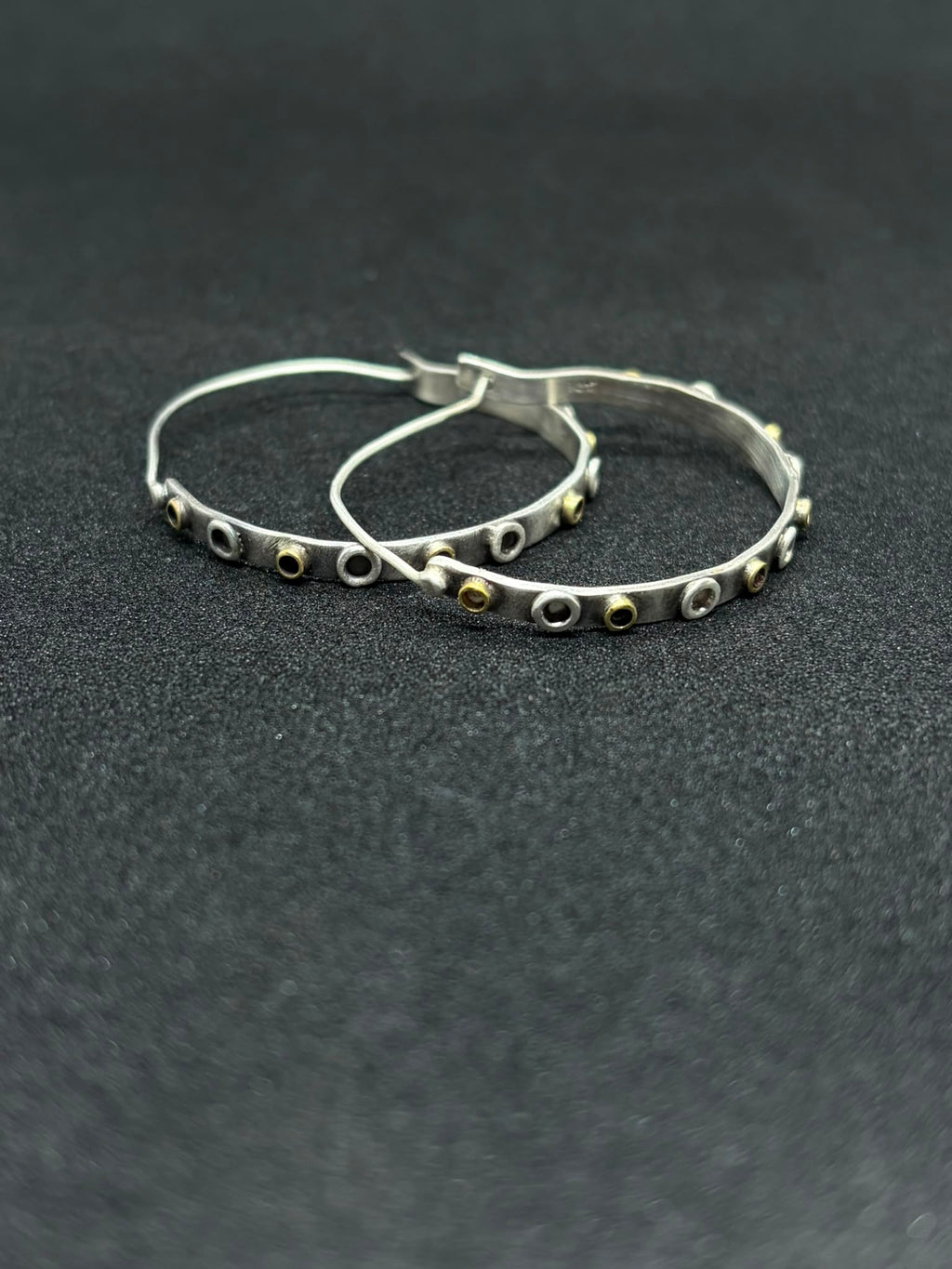 Two-Tone Tube Studded Hoops