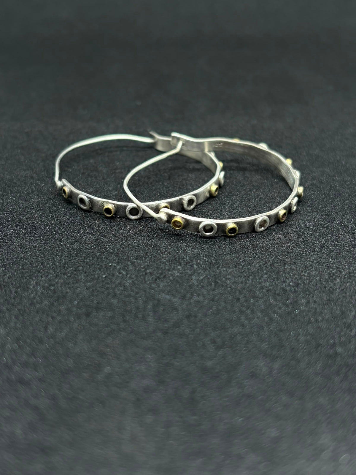 Two-Tone Tube Studded Hoops