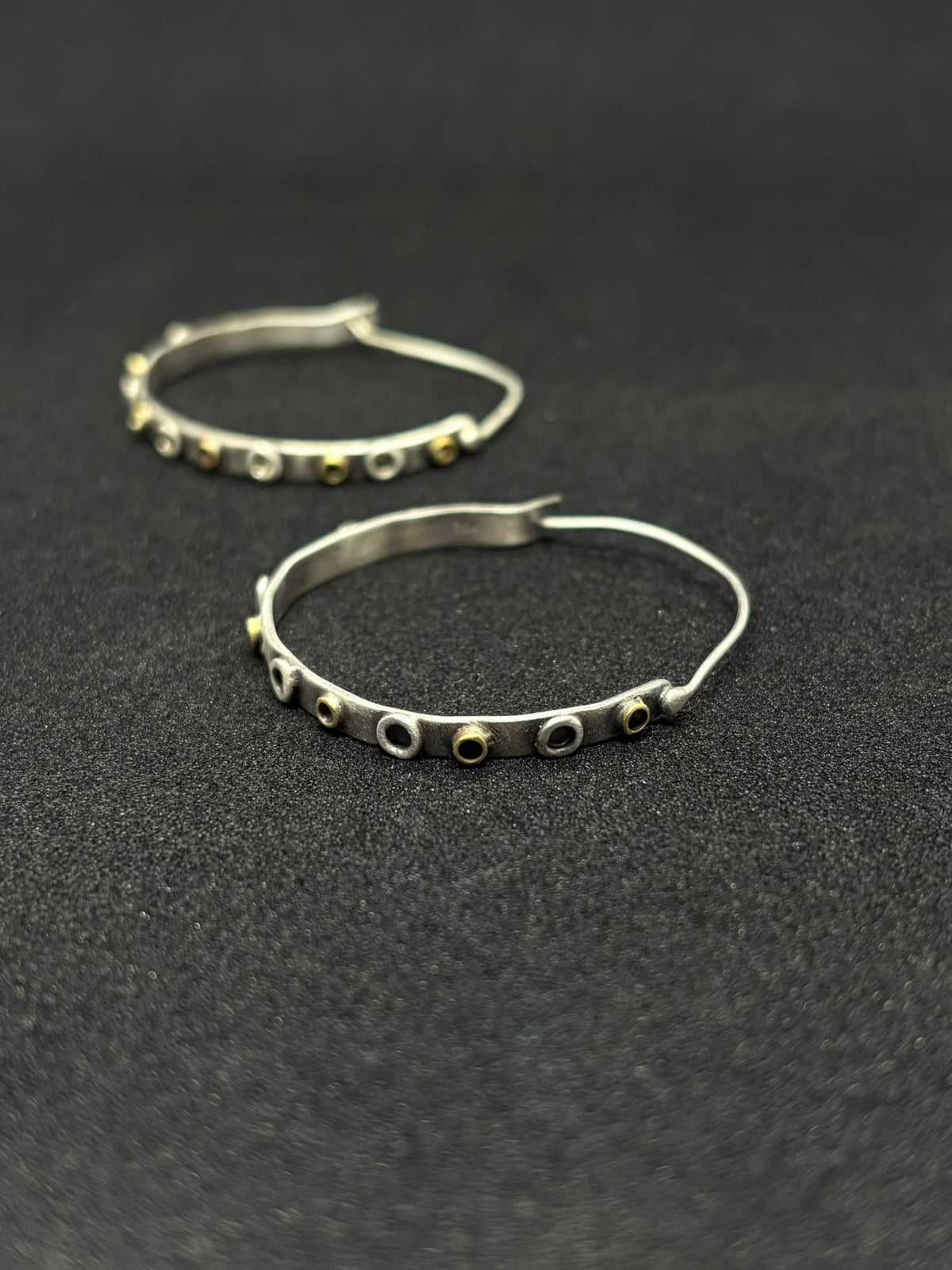 Two-Tone Tube Studded Hoops