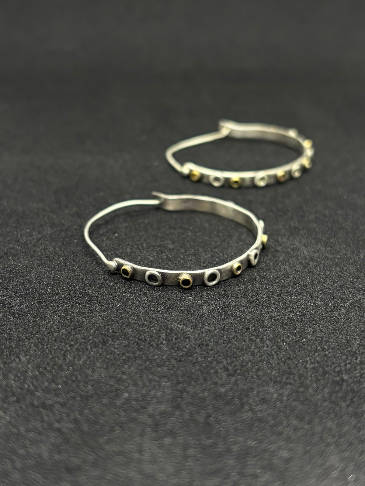 Two-Tone Tube Studded Hoops