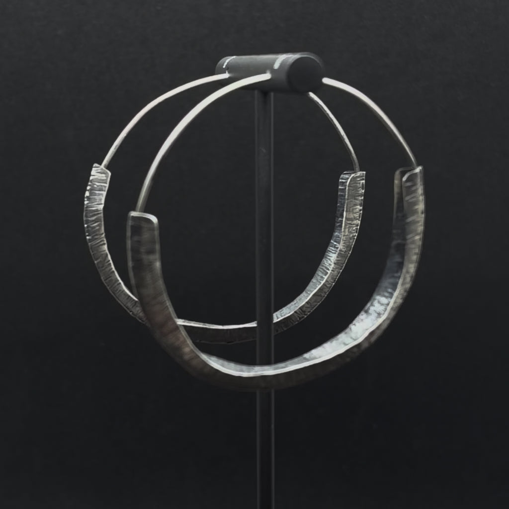 Hammered Folded Ribbon Hoops