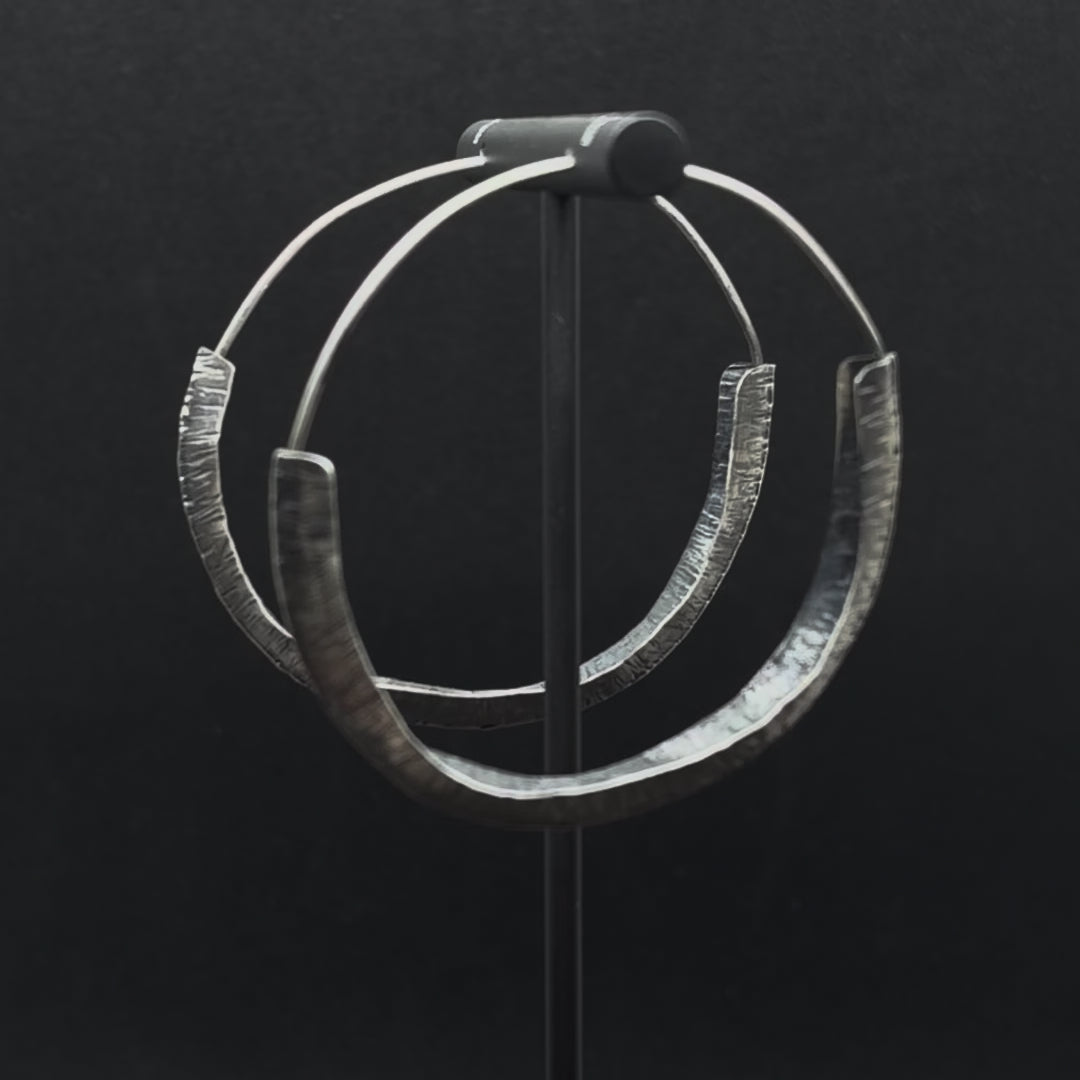 Hammered Folded Ribbon Hoops